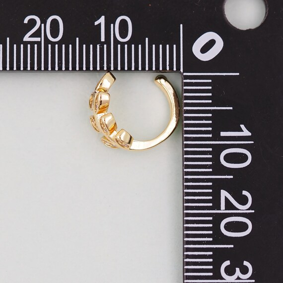 24K Gold Filled Clear CZ Hammered Round Hoop Earrings | T189