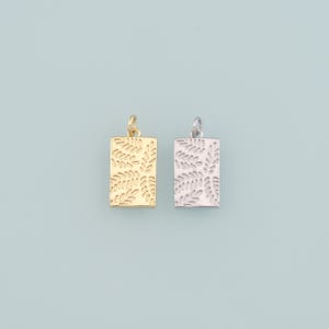 18K Gold Filled Rectangle Pendant,Dainty Rectangle Charm Bracelet Necklace for DIY Jewelry Making Supply