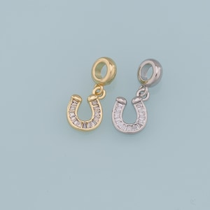 Gold Horseshoe Charms,18K Gold Filled CZ Horseshoe Pendant,Horseshoe Charm Bracelet Necklace for DIY Jewelry Making Supply