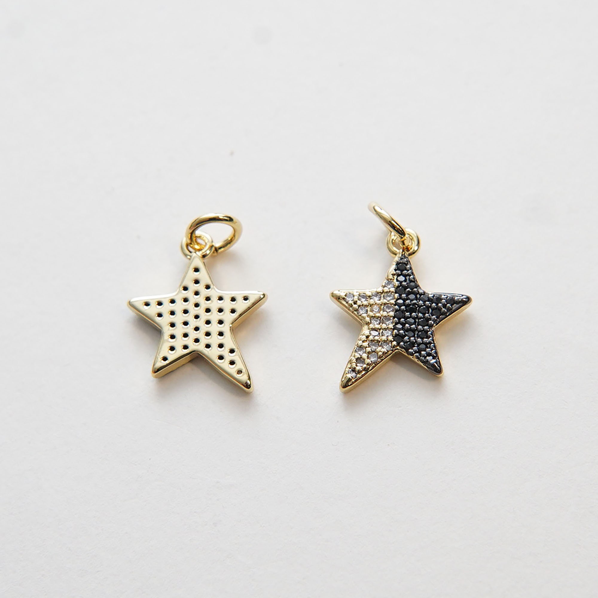 Micro Pave Star Charms, Gold Star Pave Star Pendant, Cubic Zirconia Charms,  CZ Pave Star, Gold Star Earring Bracelet Necklace Charm C-675