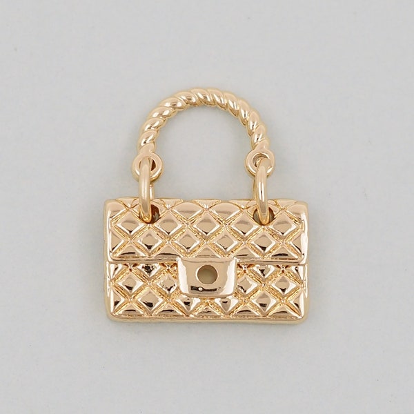Gold handbag Charms,18K Gold Filled handbag Pendant,cute Charm Bracelet Necklace for DIY Jewelry Making Supply