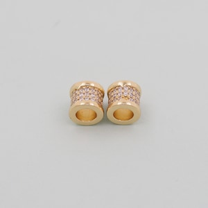 Gold Barrel Beads Charms,18K Gold Filled Stainless steel Tube spacer beads Bracelet Necklace for DIY Jewelry Making Supply hole 5mm