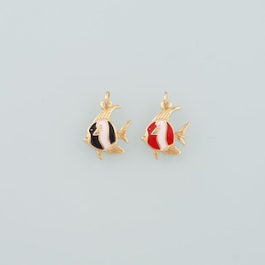 Gold Fish Charms,18K Gold Filled Fish Pendant,Enamel Fish Charm Bracelet Necklace for DIY Jewelry Making Supply