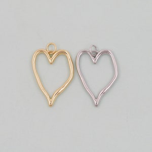 Gold Heart Charms,18K Gold Filled Heart Pendant,Heart Charm Bracelet Necklace for DIY Jewelry Making Supply