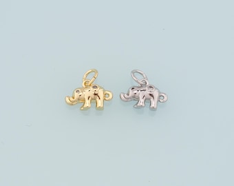 18K Gold Filled Tiny Elephant Pendant,Dainty Elephant Charm Bracelet Necklace for DIY Jewelry Making Supply