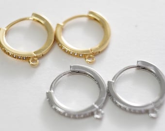1pair 18K Gold Filled Hoops earring components,Gold Earrings,Dainty Hoops Huggie,Gold Huggies Hoop Earrings