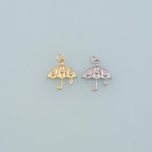 Gold Umbrella Charms,18K Gold Filled Umbrella Pendant,CZ Micro Pave Umbrella Charm Bracelet Necklace for DIY Jewelry Making Supply