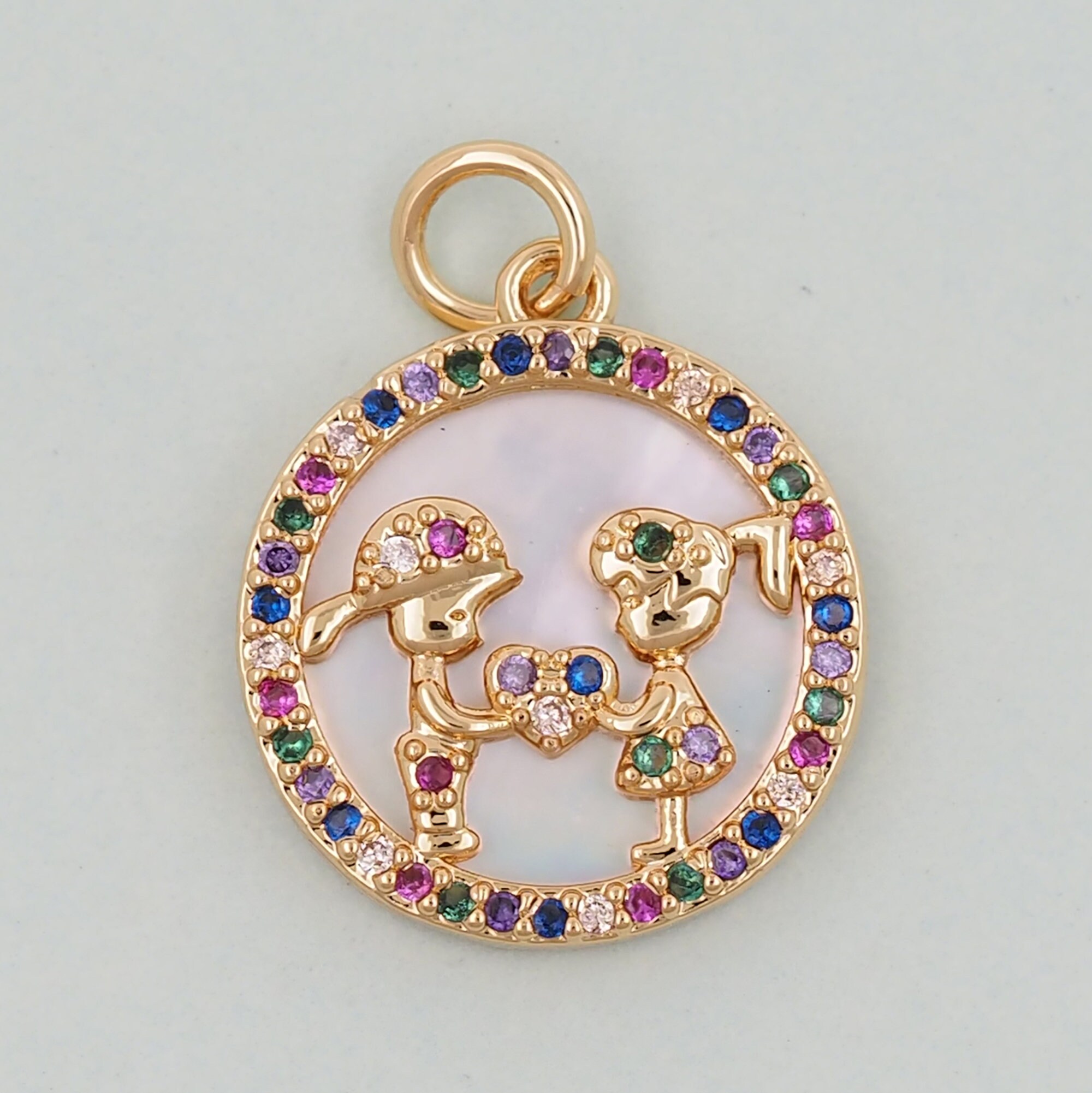 18K Gold Filled Boy Girl Pendant,Boy Girl Charm Bracelet Necklace for DIY Jewelry Making Supply