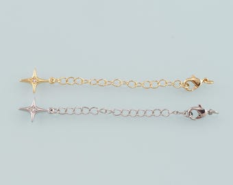 18K Gold gefüllt Stern Verlängerungskettchen für Halskette Armband Versorgung Komponente Accessoires Verlängerungskarabiner Karabinerverschluss mit Gold Verlängerungskette