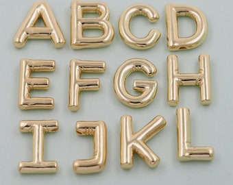 Gold letter Charms,18K Gold Filled letter Pendant,initial Charm Bracelet Necklace for DIY Jewelry Making Supply