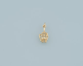 18K Gold Filled Skeleton Hand Pendant,Hand Charm Necklace for DIY Jewelry Making Supply