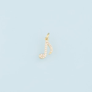 Gold Music Charms,18K Gold Filled Music Pendant,CZ Micro Pave Note Charm Bracelet Necklace for DIY Jewelry Making Supply