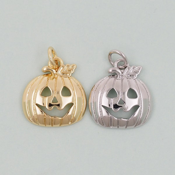 Gold Pumpkin Charms,18K Gold Filled halloween Pendant,Halloween Charm Bracelet Necklace for DIY Jewelry Making Supply