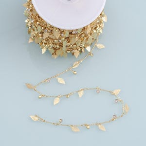 Gold Leaf Chain,18K Gold Filled Leaf Chain for Necklace Bracelet DIY Jewelry Making Supply