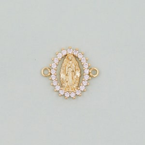 Gold Our Lady of Guadalupe Charms,18K Gold Filled virgin mary Pendant Charm Bracelet Necklace for DIY Jewelry Making Supply
