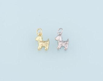 Gold Dog Charms,18K Gold Filled Dog Pendant,Cute Dog Charm Bracelet Necklace for DIY Jewelry Making Supply