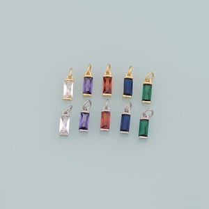 18K Gold Filled Rectangle Pendant,Dainty Rectangle Charm Bracelet Necklace for DIY Jewelry Making Supply