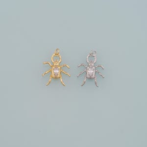 Gold Beetle Charms,18K Gold Filled Beetle Pendant,Insect Charm Bracelet Necklace for DIY Jewelry Making Supply
