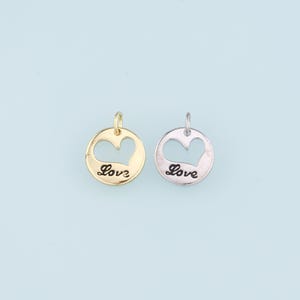 18K Gold Filled Heart Pendant,Love Charm Bracelet Necklace for DIY Jewelry Making Supply