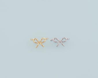 Gold Bow Charm,18K Gold Filled Bow Pendant,Bow Tie Charm Bracelet Necklace for DIY Jewelry Making Supply