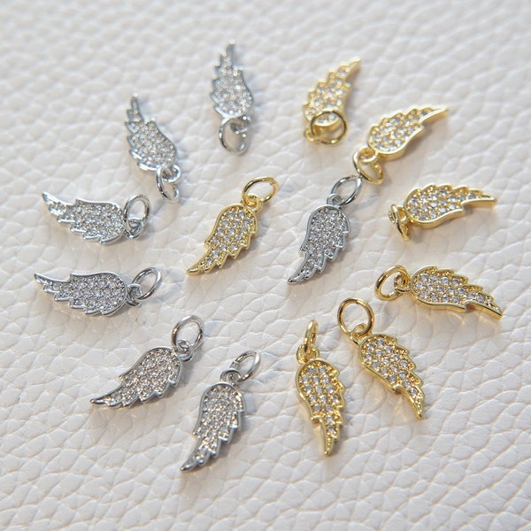 Gold Wings Charms,18K Gold Filled Wings Pendant,angel wings Charm Bracelet Necklace for DIY Jewelry Making Supply