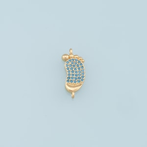 Gold Foot Connector Charms,18K Gold Filled Foot Pendant,Baby Charm Bracelet Necklace for DIY Jewelry Making Supply