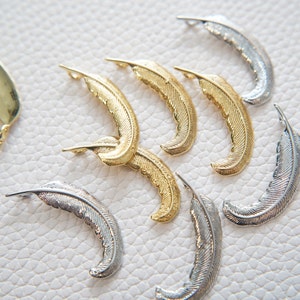 Gold feather Charms,18K Gold Filled feather Pendant,feather Charm Bracelet Necklace for DIY Jewelry Making Supply