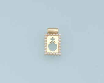 Gouden heilig hart bedeltjes, 18 kt gold filled parel heilig hart hanger, religieuze bedelarmband ketting voor het maken van sieraden maken