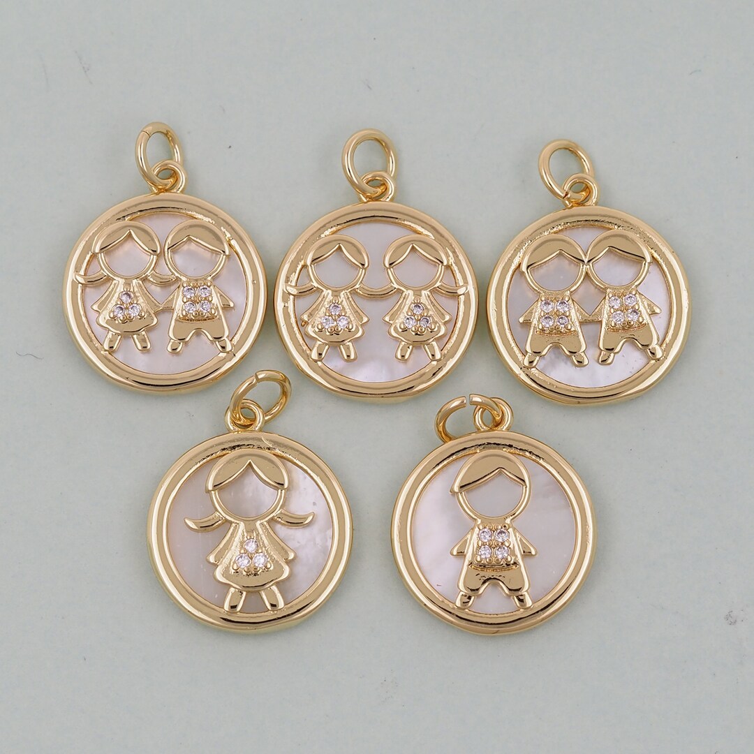 18K Gold Filled Boy Girl Pendant,boy Girl Charm Bracelet Necklace for