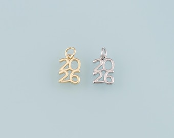 18 kt gold filled hanger met jaartal 2026, sierlijke nummer bedelarmband ketting voor het maken van sieraden: