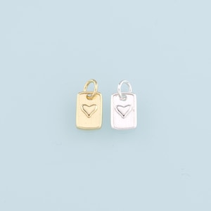 18K Gold Filled Heart Pendant,Rectangle Heart Charm Bracelet Necklace for DIY Jewelry Making Supply