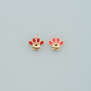 Gold Paw Charms,18K Gold Filled Cat Paw Pendant,Enamel Dog Paw Charm Bracelet Necklace for DIY Jewelry Making Supply