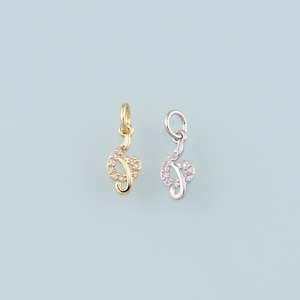 Gold Music Charms,18K Gold Filled Music Pendant,CZ Micro Pave Note Charm Bracelet Necklace for DIY Jewelry Making Supply