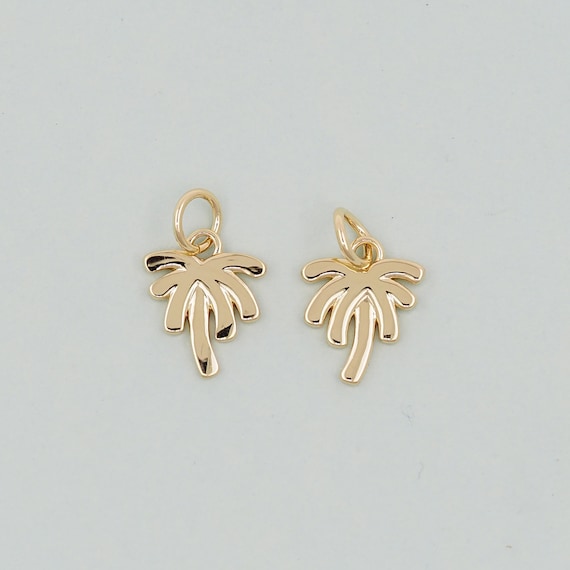 Gold Palm Tree Charms,18k Gold Filled Palm Tree Pendant,silver 