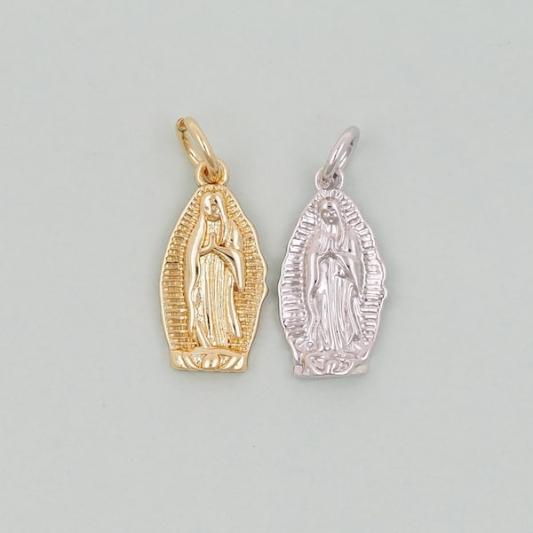 Gold Our Lady of Guadalupe Charms,18K Gold Filled virgin mary Pendant Charm Bracelet Necklace for DIY Jewelry Making Supply