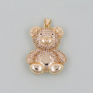 Gold Bear Charms,18K Gold Filled Bear Pendant,cute Bear Charm Bracelet Necklace for DIY Jewelry Making Supply