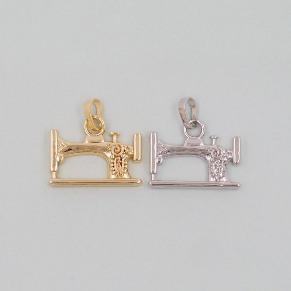 Gold sewing machine Charms,18K Gold Filled sewing machine Pendant,sewing machine Charm Bracelet Necklace for DIY Jewelry Making Supply