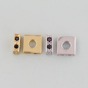 Gold square Beads Charms,18K Gold Filled square spacer beads Bracelet Necklace for DIY Jewelry Making Supply