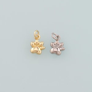 Gold Paw Charms,18K Gold Filled Cat Paw Pendant,Dainty Dog Paw Charm Bracelet Necklace for DIY Jewelry Making Supply