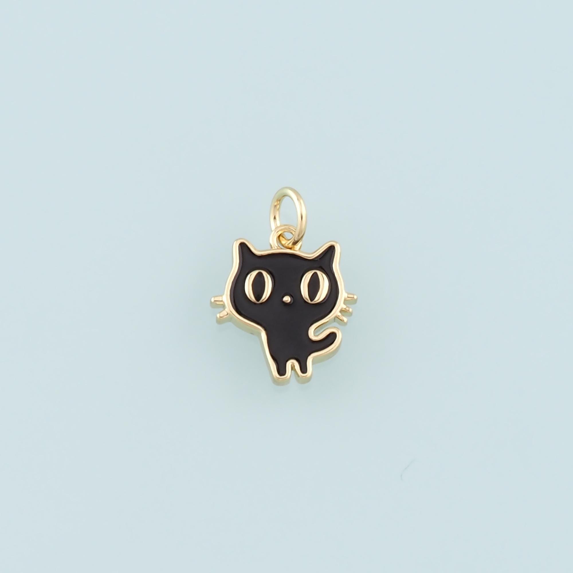Black Kitty Cat Choker Necklace For Women - Gothic Enamel Charm On Leather Choker - View #11