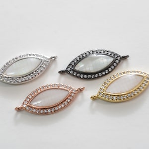 Gold Oval Connector Charms,18K Gold Filled CZ Oval Pendant,Oval Charm Bracelet Necklace for DIY Jewelry Making Supply
