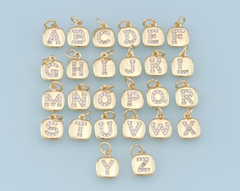 Gold letter Charms,18K Gold Filled letter Pendant,initial Charm Bracelet Necklace for DIY Jewelry Making Supply
