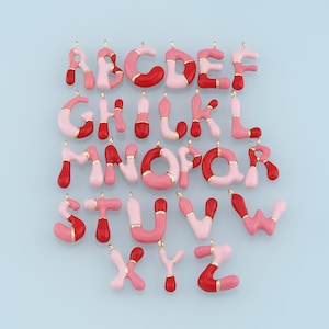 Dijes de letras doradas, colgante de letra esmaltada rellena de oro de 18 quilates, pulsera con dije de inicial rosa para hacer joyas de bricolaje