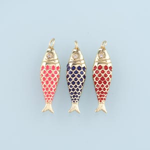 Gold Fish Charms,18K Gold Filled Enamel Fish Pendant,Cute Fish Charm Bracelet Necklace for DIY Jewelry Making Supply