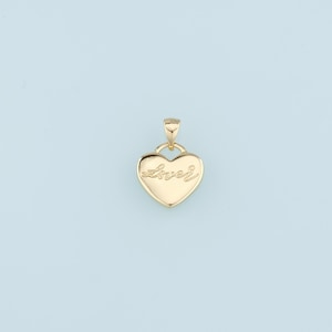 18K Gold Filled Heart Pendant,Heart Charm Bracelet Necklace for DIY Jewelry Making Supply