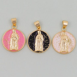 Gold virgin mary Charms,18K Gold Filled virgin mary Pendant,virgin mary Charm Bracelet Necklace for DIY Jewelry Making Supply