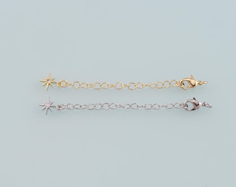 18K Gold gefüllt Stern Verlängerungskettchen für Halskette Armband Versorgung Komponente Accessoires Verlängerungskarabiner Karabinerverschluss mit Gold Verlängerungskette