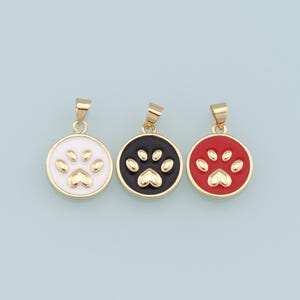 Gold Paw Charms,18K Gold Filled Enamel Cat Paw Pendant,Dog Paw Charm Bracelet Necklace for DIY Jewelry Making Supply