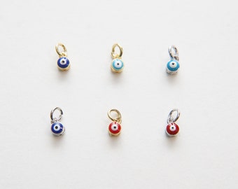 Gold Tiny Evil Eye Charms,18K Gold Filled Evil Eye Pendant,Silver Evil Eye Charm Bracelet Necklace for DIY Jewelry Making Supply