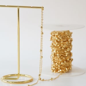 Catena ovale in oro, catena di perline riempita in oro 18K per collana, bracciale, fornitura per la creazione di gioielli fai da te, 1 mm